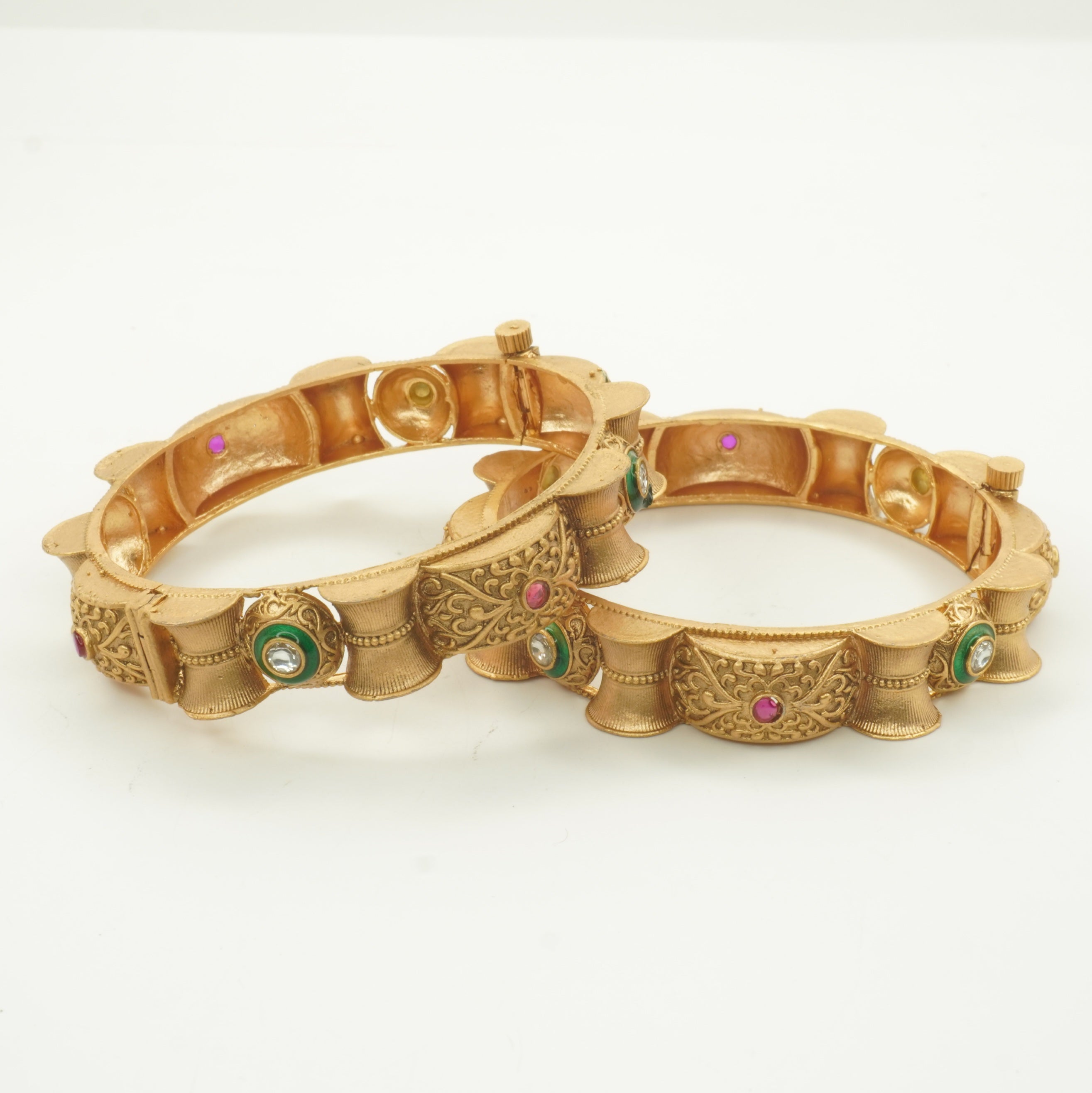 Bridal Designer Bangles Set for Women – Traditional Gold Tone Indian Wedding Ethnic Kangan Jewelry