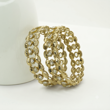 Antique Mehndi design Bangles Set of 2 with White AD Stones – Sunburst Design Ethnic Wear
