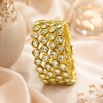 Bridal Kundan Kangan Bangles for Women – Gold Tone Traditional Wedding Jewelry