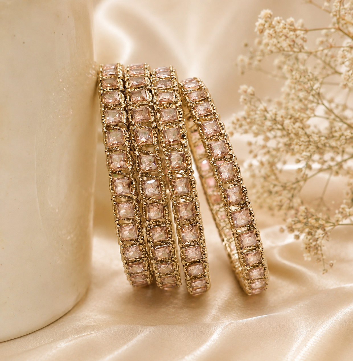Luxury Gold Crystal Bangles Stack for Women | Trending Wedding & Festive Collection