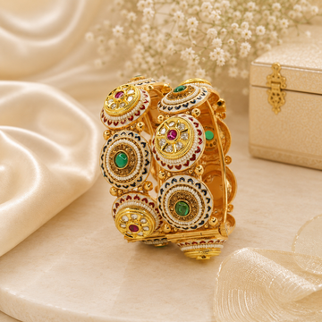 Designer Multicolor Meenakari Kundan Pearl Bangles Pair for Women – Wedding Party Wear Kangan