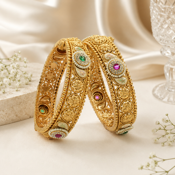 Traditional Gold Plated Meenakari Kangan Bangles Pair for Women – Bridal Wedding Jewelry