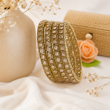 Mehndi Polish American Diamond Bangles Set for Women - Traditional AD Stone Bridal Wedding Party Jewelry