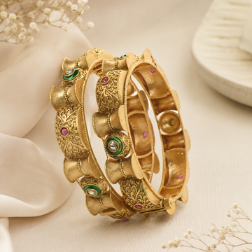 Bridal Designer Bangles Set for Women – Traditional Gold Tone Indian Wedding Ethnic Kangan Jewelry