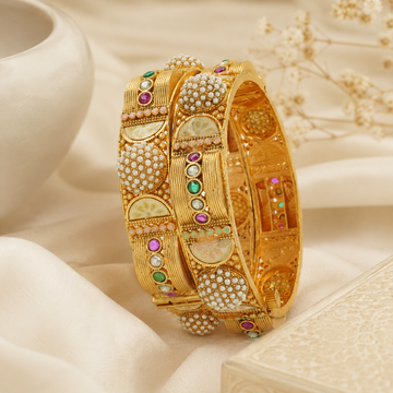 Designer Gold Tone Pearl Kangan Bangles Set – Traditional Indian Wedding Party Wear Jewelry