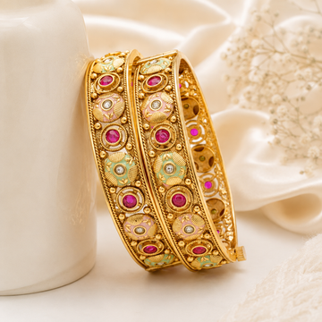 Latest Gold Plated Bridal Kangan Pair | Traditional Meenakari Bangles for Women Party & Wedding Wear