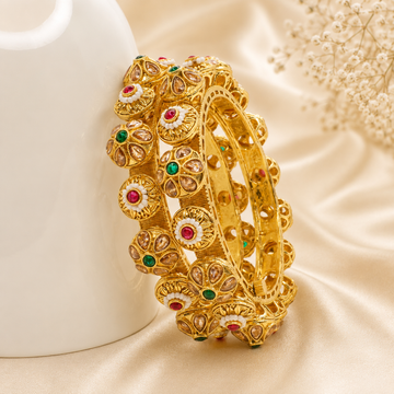 Latest Designer Kundan Kangan Pair Gold Plated Traditional Bangles for Women Wedding Festival Party Wear