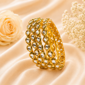 Luxury Designer Gold Kundan Bangles Set Elegant Indian Wedding Jewellery for Women