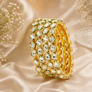Premium Gold Plated Kundan Bangles Set for Women Bridal Wedding Party Wear Traditional Indian Chudi Set