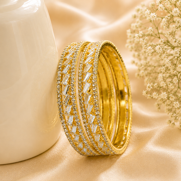 Premium Gold Plated AD Stone Bangles Pair for Women Wedding Bridal Party Wear Traditional Jewellery