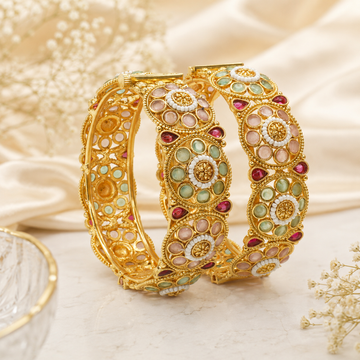 Latest Gold Plated Kangan for Women | Traditional Wedding Bangles Pair | Ethnic Party Wear