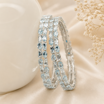 Latest AD Diamond Bangles Pair for Women Rhodium Plated Stylish Party Wear Kangan