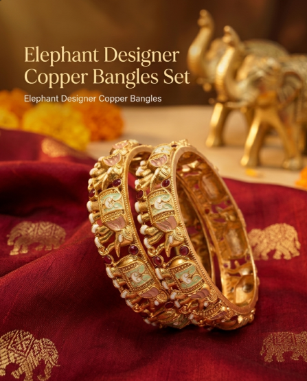 Gold Plated Elephant Designer Traditional Bangles for Women