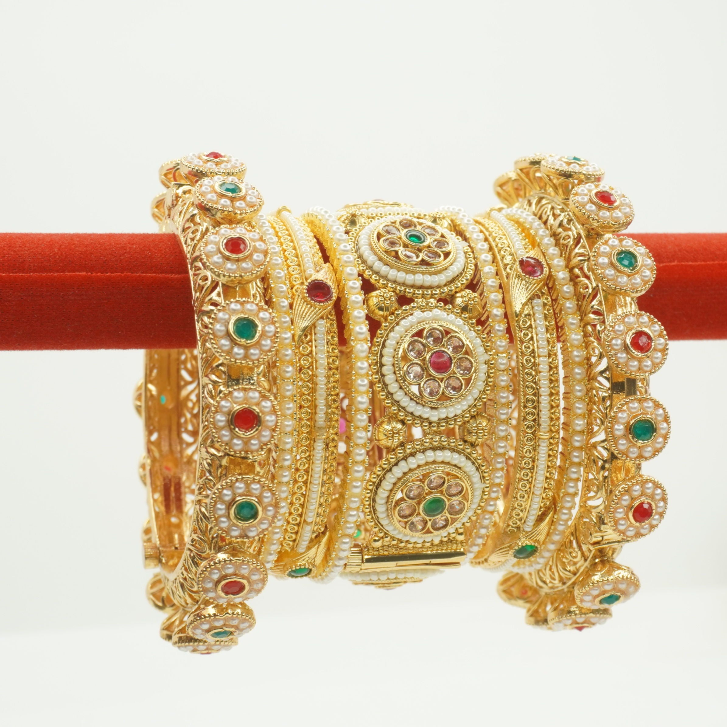 Gold Plated Bridal Chooda Set Kundan Pearl Designer Kadas for Women Wedding Wear
